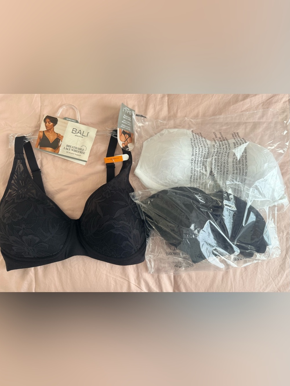 Bali Breathe Cotton Modal Wireless T-Shirt Bra Size S, Set of 3